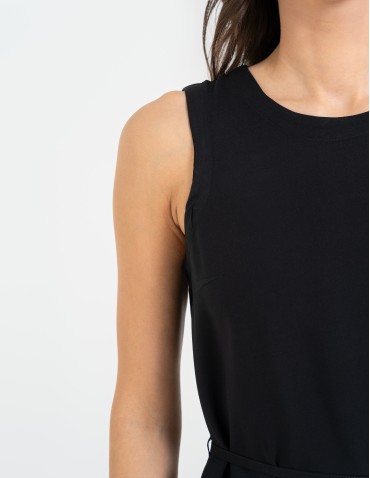 Sukienki i kombinezony - Sukienka damska wiskozowa z wiązaniem w talii i kieszeniami CZARNY - produkt 8