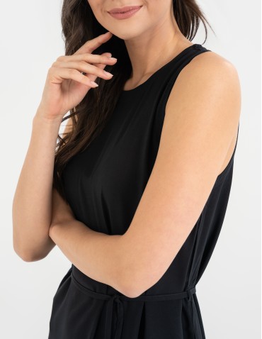 Sukienki i kombinezony - Sukienka damska wiskozowa z wiązaniem w talii i kieszeniami CZARNY - produkt 12