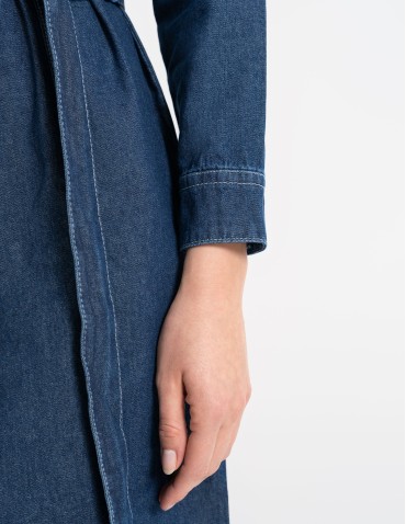 Sukienki i kombinezony - Sukienka jeansowa damska szmizjerka NIEBIESKI - produkt 5