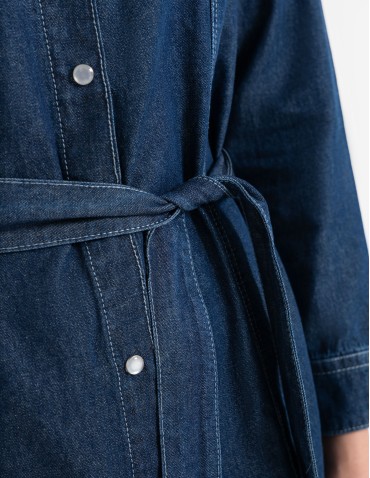 Sukienki i kombinezony - Sukienka jeansowa damska szmizjerka NIEBIESKI - produkt 6