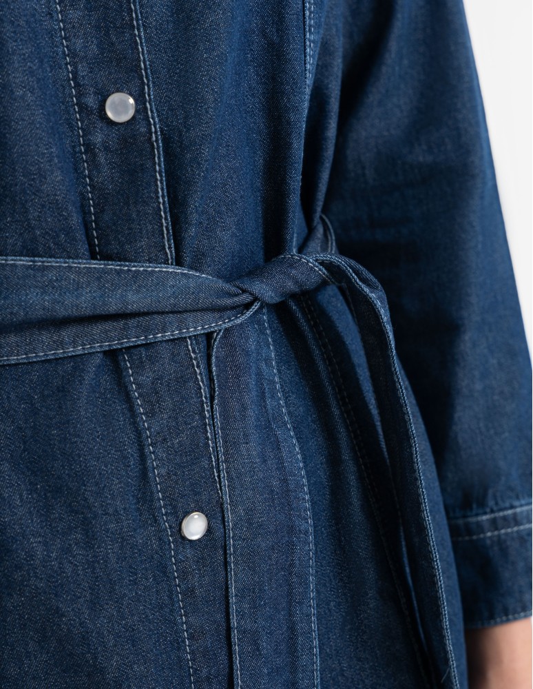 Sukienki i kombinezony - Sukienka jeansowa damska szmizjerka NIEBIESKI  - produkt moraj.pl 6