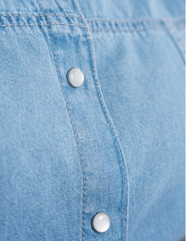 Sukienki i kombinezony - Sukienka jeansowa damska szmizjerka JASNY NIEBIESKI  - produkt 5