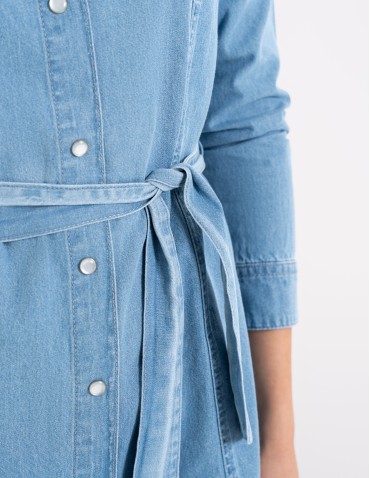 Sukienki i kombinezony - Sukienka jeansowa damska szmizjerka JASNY NIEBIESKI  - produkt 6