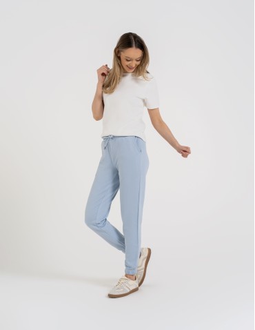 Spodnie damskie - Spodnie dresowe damskie z kieszeniami i ściągaczami NIEBIESKI - produkt 4