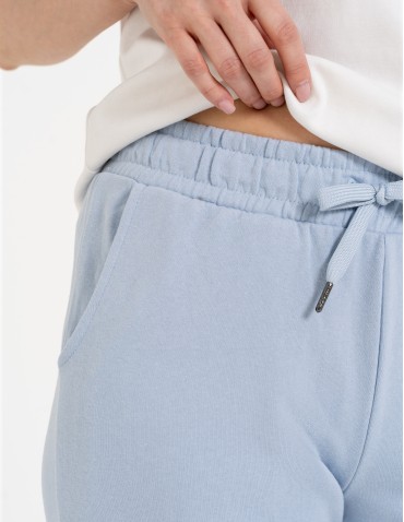 Spodnie damskie - Spodnie dresowe damskie z kieszeniami i ściągaczami NIEBIESKI - produkt 5