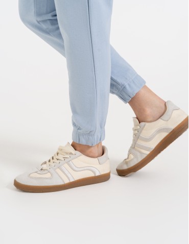 Spodnie damskie - Spodnie dresowe damskie z kieszeniami i ściągaczami NIEBIESKI - produkt 6