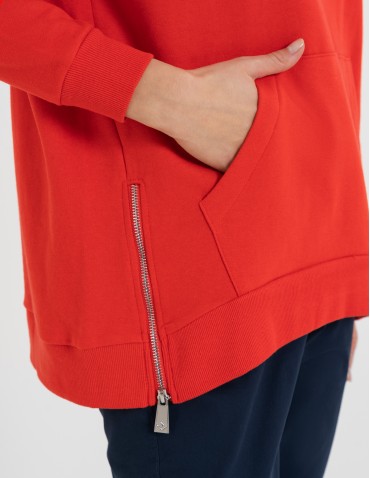Bluza damska dresowa oversize z kapturem - CZERWONY  - produkt 2