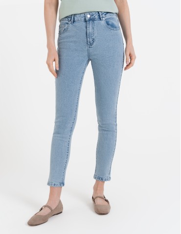 Spodnie damskie - Damskie spodnie skinny jeansowe rurki NIEBIESKI - produkt 3