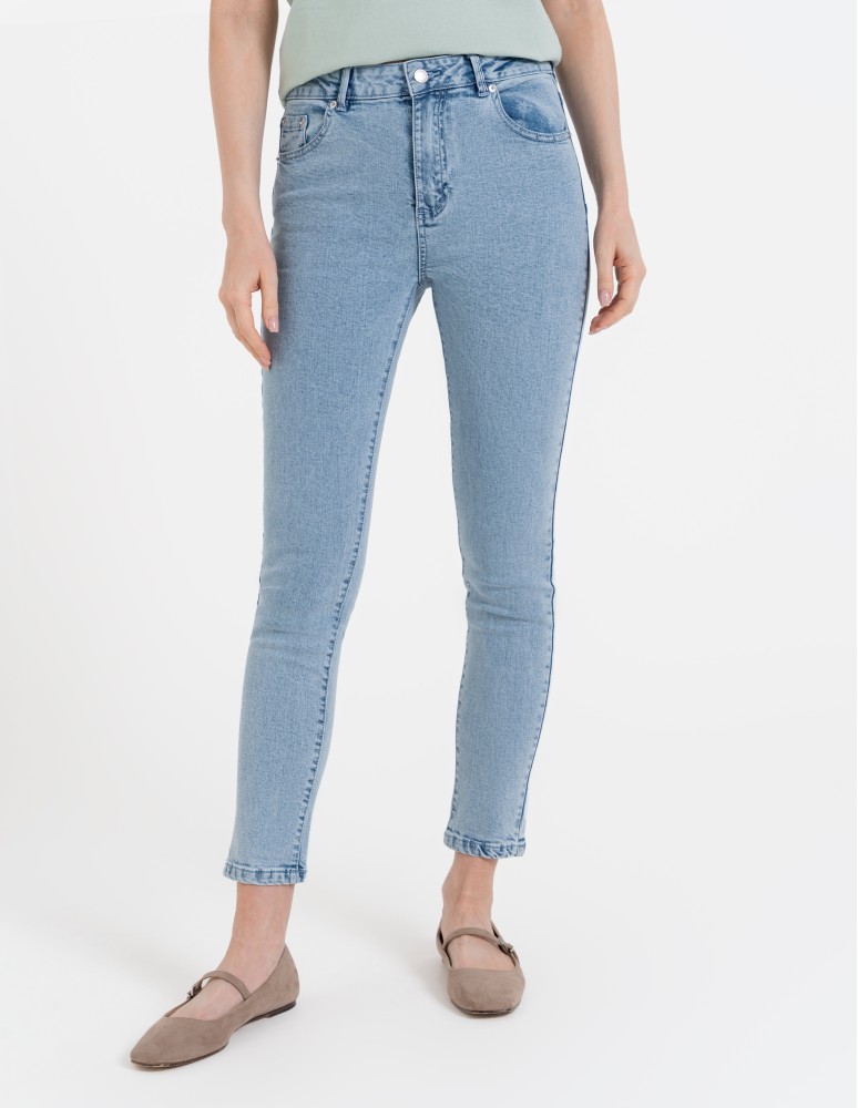 Spodnie damskie - Damskie spodnie skinny jeansowe rurki NIEBIESKI  - produkt moraj.pl 3