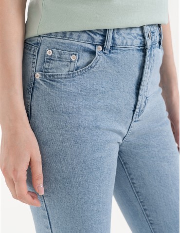 Damskie spodnie skinny jeansowe rurki - NIEBIESKI  - produkt 2
