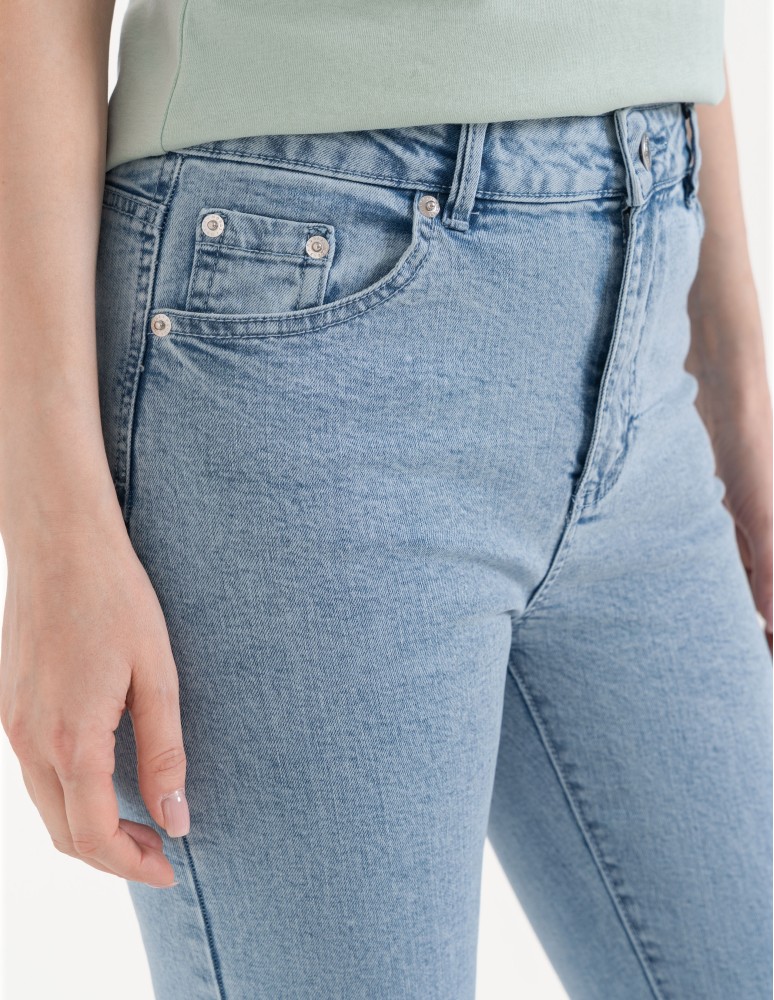 Spodnie damskie - Damskie spodnie skinny jeansowe rurki NIEBIESKI  - produkt moraj.pl 2