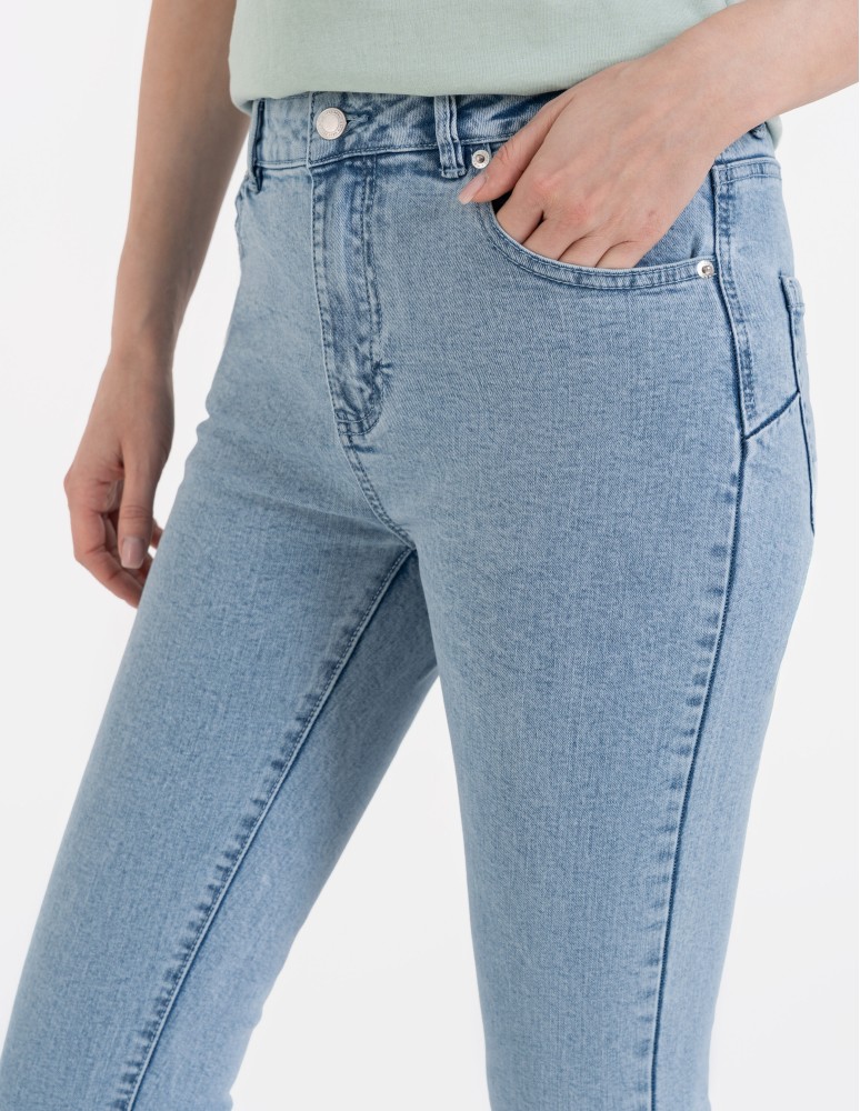 Spodnie damskie - Damskie spodnie skinny jeansowe rurki NIEBIESKI  - produkt moraj.pl 4