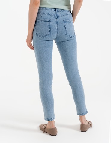 Spodnie damskie - Damskie spodnie skinny jeansowe rurki NIEBIESKI - produkt 8