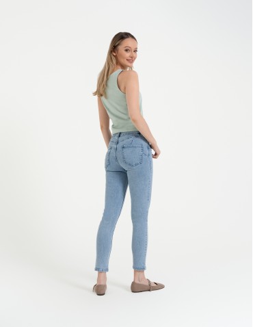 Spodnie damskie - Damskie spodnie skinny jeansowe rurki NIEBIESKI - produkt 7