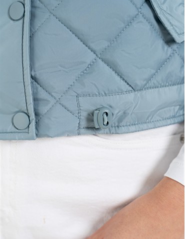 Kurtki i kamizelki - Damska kamizelka pikowana przejściowa krótka NIEBIESKI - produkt 9