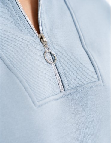 Damska bluza dresowa ze stójką i zamkiem ocieplana - NIEBIESKI  - produkt 2