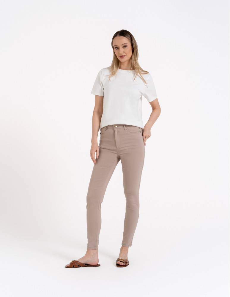 Spodnie damskie - Spodnie wiskozowe damskie eleganckie BEŻOWY - produkt moraj.pl 1