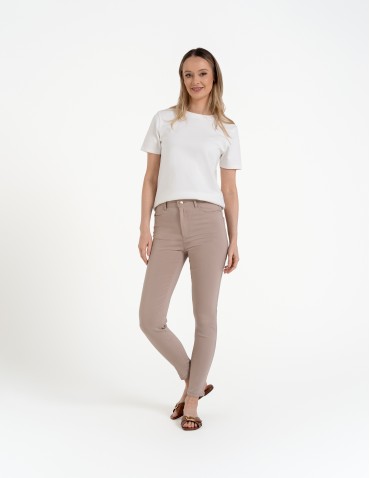 Spodnie damskie - Spodnie wiskozowe damskie eleganckie BEŻOWY - produkt 4