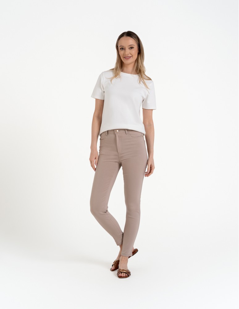 Spodnie damskie - Spodnie wiskozowe damskie eleganckie BEŻOWY  - produkt moraj.pl 4