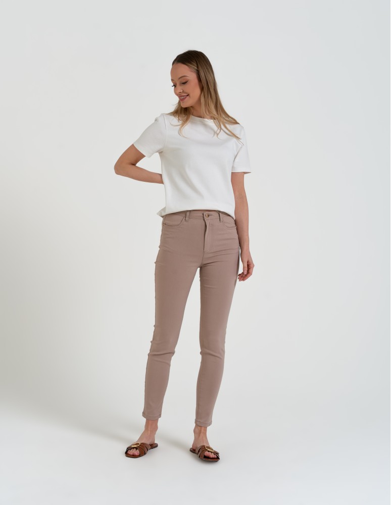 Spodnie damskie - Spodnie wiskozowe damskie eleganckie BEŻOWY  - produkt moraj.pl 5