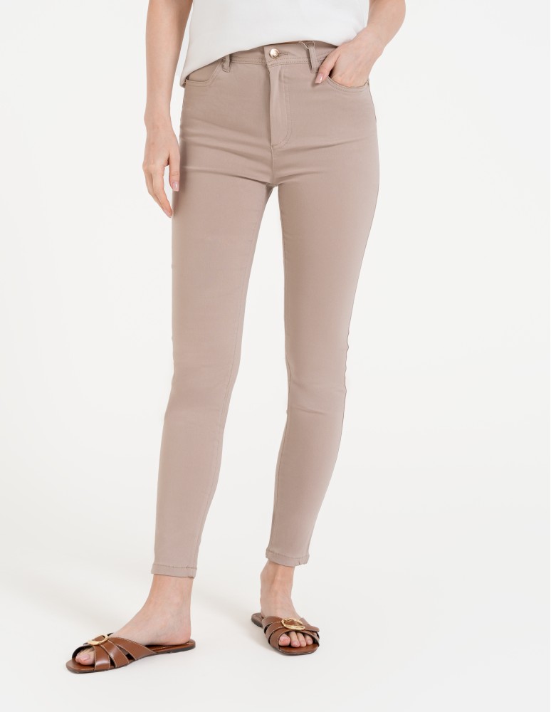 Spodnie damskie - Spodnie wiskozowe damskie eleganckie BEŻOWY  - produkt moraj.pl 6