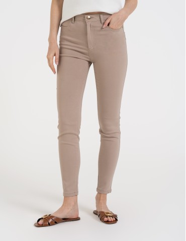 Spodnie damskie - Spodnie wiskozowe damskie eleganckie BEŻOWY - produkt 7