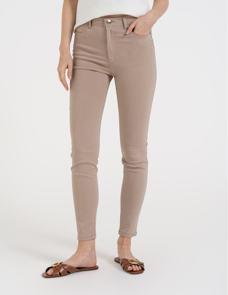 Spodnie damskie - Spodnie wiskozowe damskie eleganckie BEŻOWY  - produkt moraj.pl 7