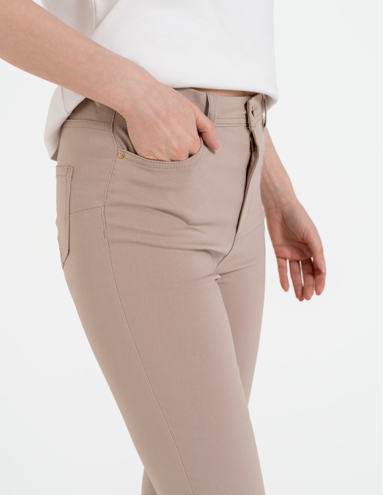 Spodnie damskie - Spodnie wiskozowe damskie eleganckie BEŻOWY  - produkt moraj.pl 2