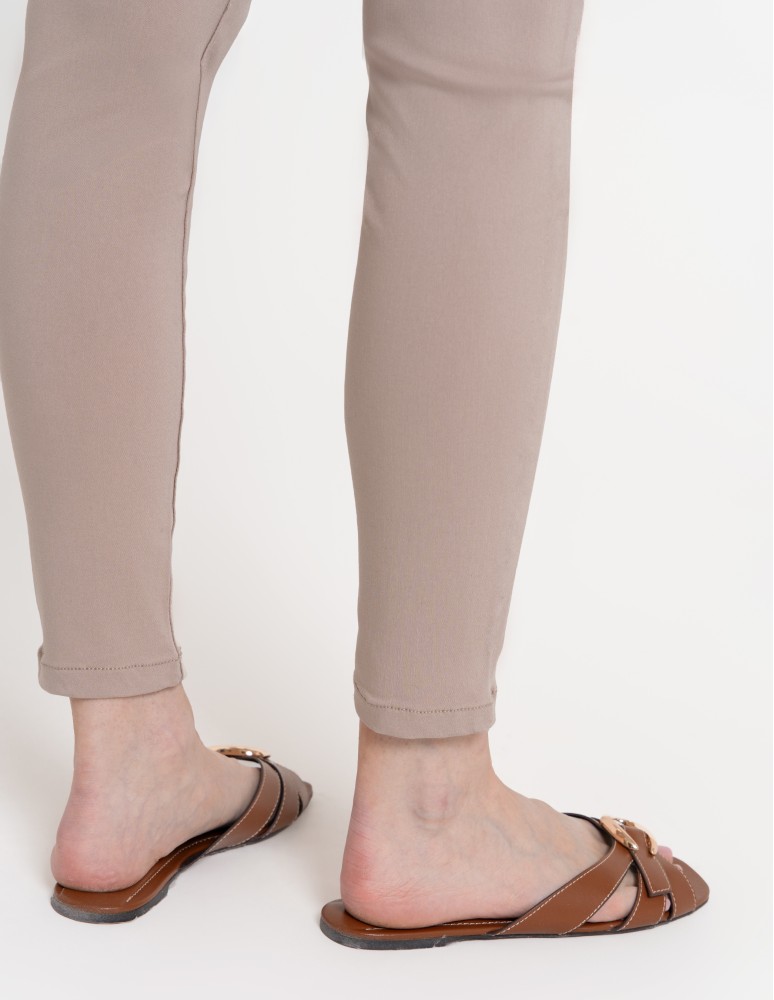 Spodnie damskie - Spodnie wiskozowe damskie eleganckie BEŻOWY  - produkt moraj.pl 10