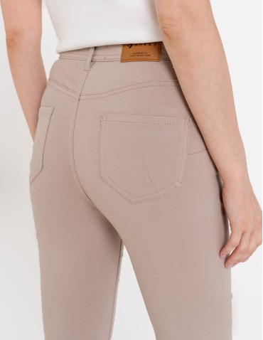 Spodnie damskie - Spodnie wiskozowe damskie eleganckie BEŻOWY - produkt 12