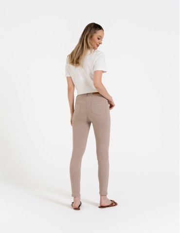 Spodnie damskie - Spodnie wiskozowe damskie eleganckie BEŻOWY - produkt 13