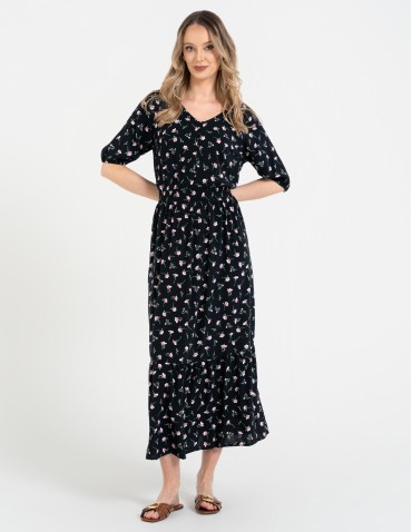 Sukienki i kombinezony - Sukienka damska maxi z wiskozy z elastyczną talią WZÓR 1 - produkt 13