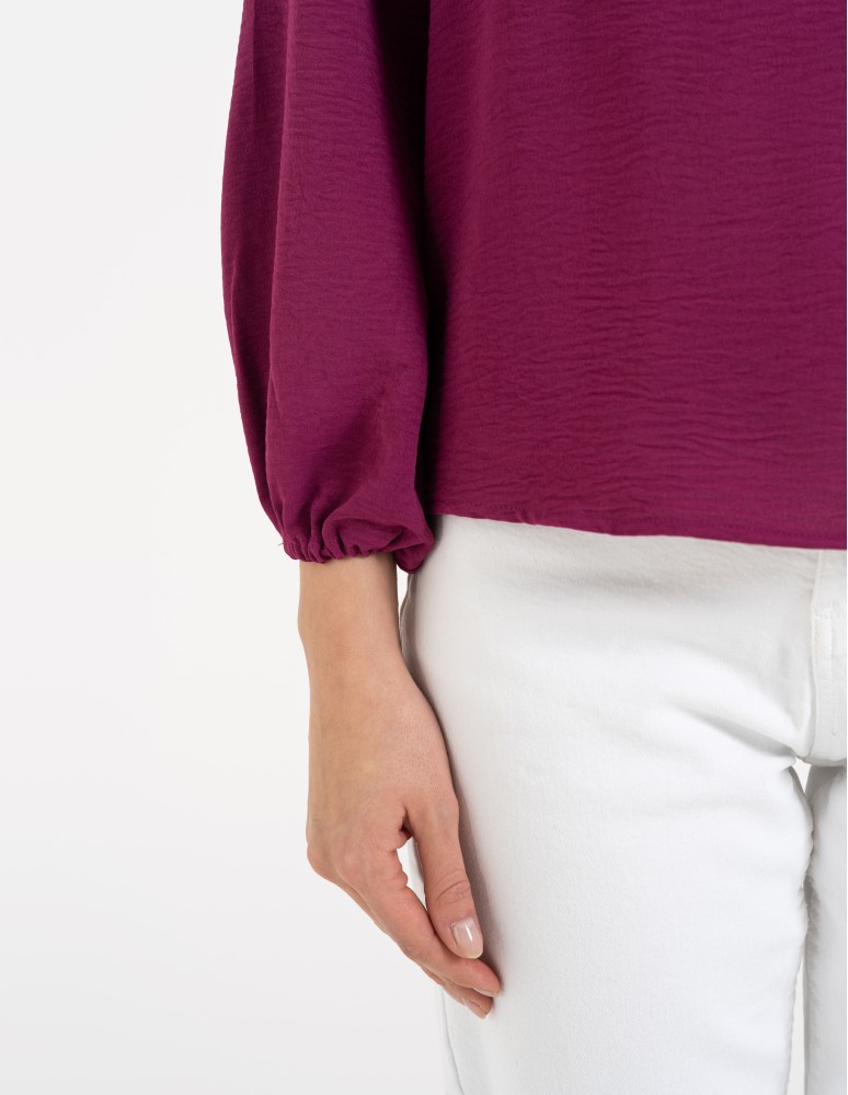 Bluzki i koszule - Damska bluzka z długimi szerokimi rękawami FUKSJA - produkt moraj.pl 19