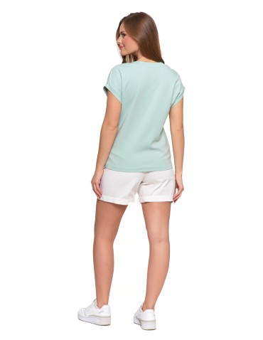 Koszulki i T-shirty - Bluzka damska bawełniana o luźnym fasonie ZIELONY - produkt 2