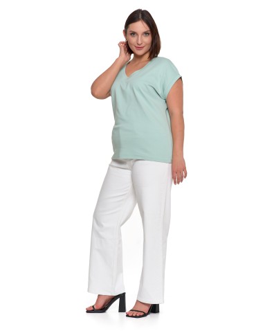 Koszulki i T-shirty - Bluzka damska bawełniana o luźnym fasonie ZIELONY - produkt 3