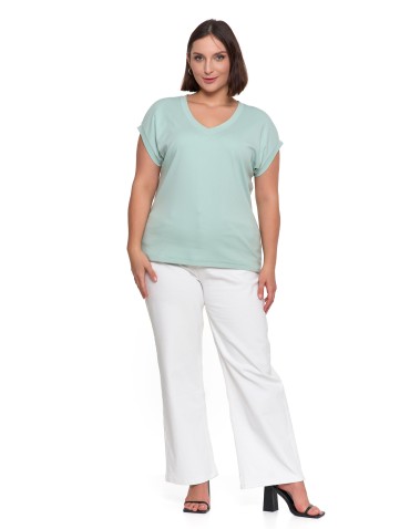 Koszulki i T-shirty - Bluzka damska bawełniana o luźnym fasonie ZIELONY - produkt 4