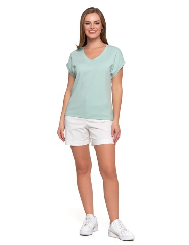 Koszulki i T-shirty - Bluzka damska bawełniana o luźnym fasonie ZIELONY - produkt 6