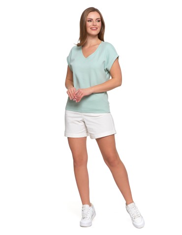 Koszulki i T-shirty - Bluzka damska bawełniana o luźnym fasonie ZIELONY - produkt 7