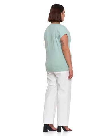 Koszulki i T-shirty - Bluzka damska bawełniana o luźnym fasonie ZIELONY - produkt 9