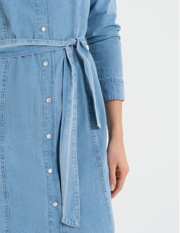 Sukienki i kombinezony - Sukienka jeansowa damska szmizjerka JASNY NIEBIESKI  - produkt 13