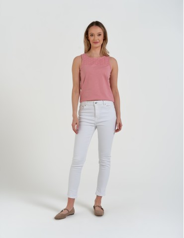 Spodnie damskie - Damskie spodnie skinny jeansowe rurki BIAŁY - produkt 12