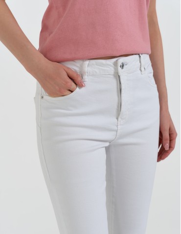 Spodnie damskie - Damskie spodnie skinny jeansowe rurki BIAŁY - produkt 13