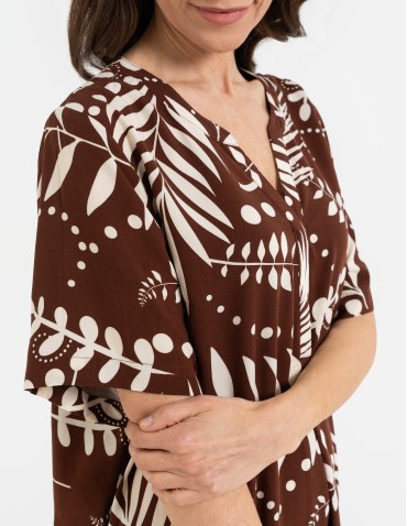 Sukienka damska midi wiskozowa o luźniejszym kroju z motywem roślinnym  - produkt 2