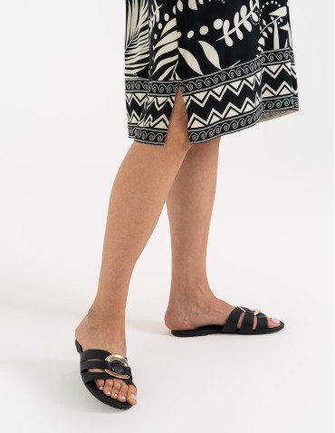 Sukienki midi - Sukienka damska midi wiskozowa o luźniejszym kroju z motywem roślinnym WZÓR 2 - produkt 7