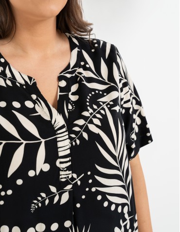 Sukienki midi - Sukienka damska midi wiskozowa o luźniejszym kroju z motywem roślinnym WZÓR 2 - produkt 2