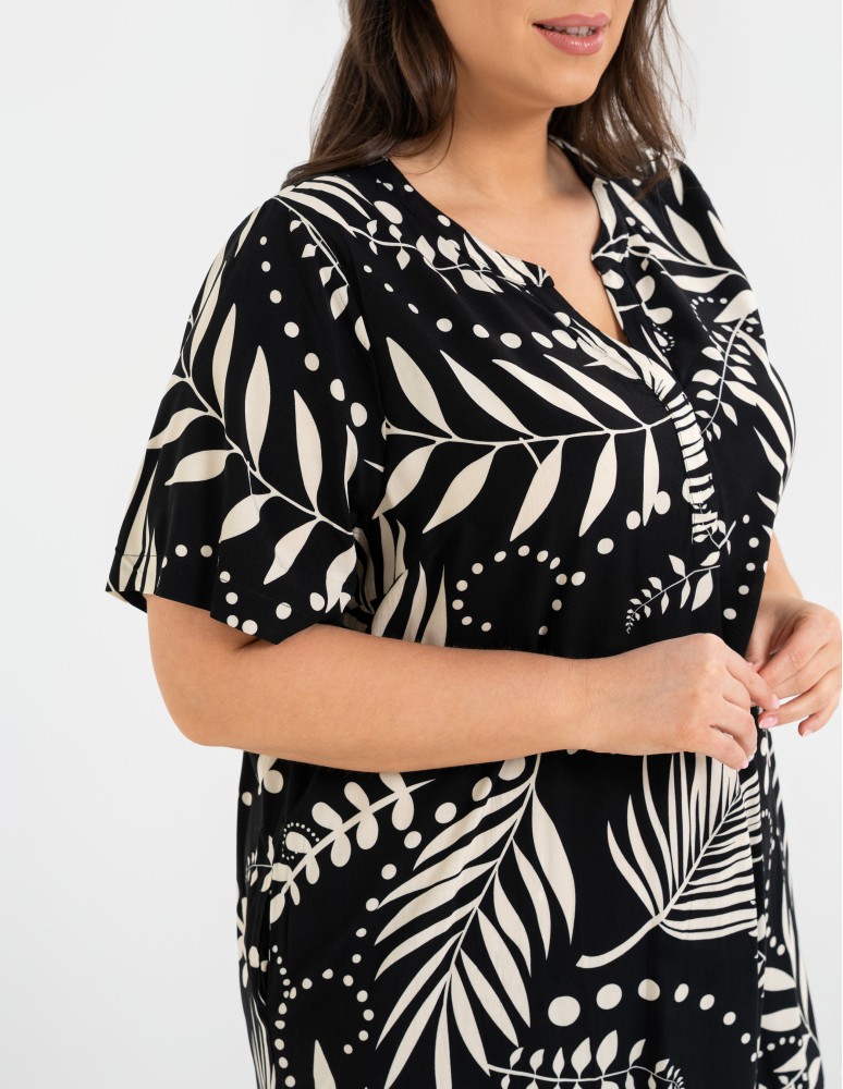 Sukienki midi - Sukienka damska midi wiskozowa o luźniejszym kroju z motywem roślinnym WZÓR 2  - produkt moraj.pl 9