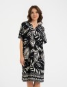 Sukienka damska midi wiskozowa o luźniejszym kroju z motywem roślinnym WZÓR 2