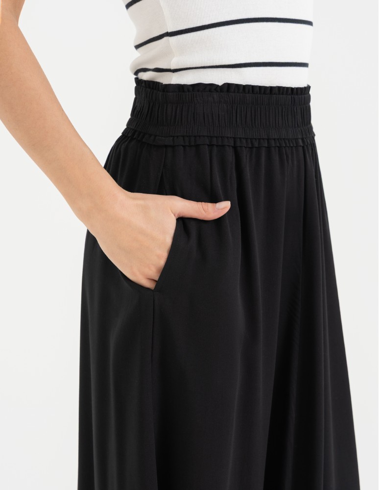 Spódnice midi - Spódnica damska maxi wiskozowa zwiewna o regularnym kroju CZARNY - produkt moraj.pl 2