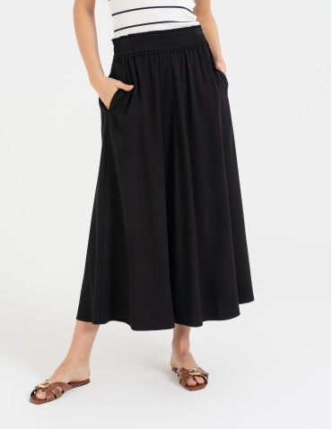 Spódnice midi - Spódnica damska maxi wiskozowa zwiewna o regularnym kroju CZARNY - produkt 3