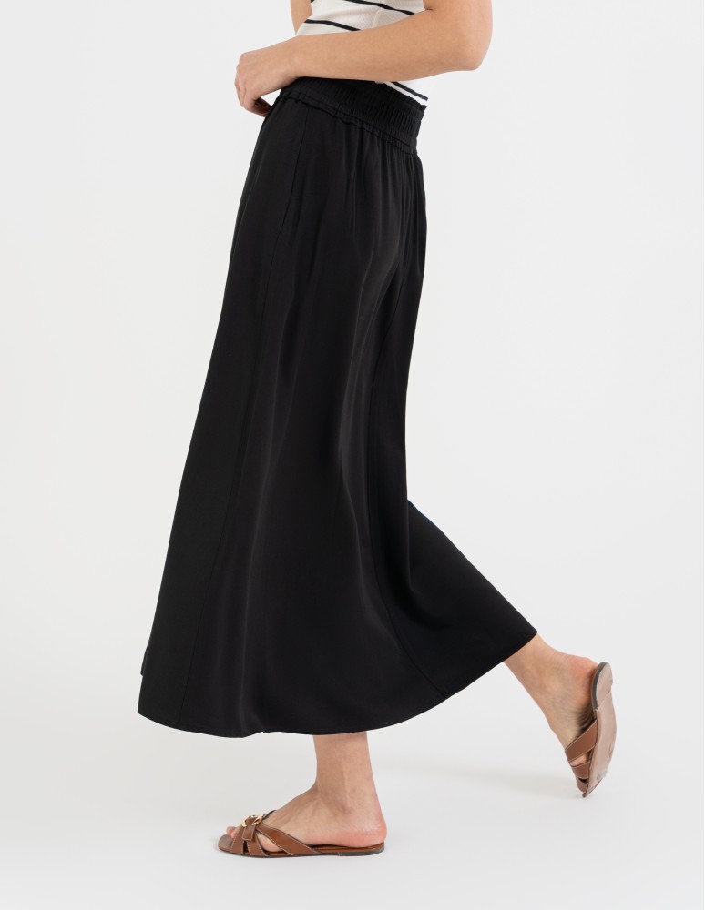 Spódnice midi - Spódnica damska maxi wiskozowa zwiewna o regularnym kroju CZARNY - produkt moraj.pl 4